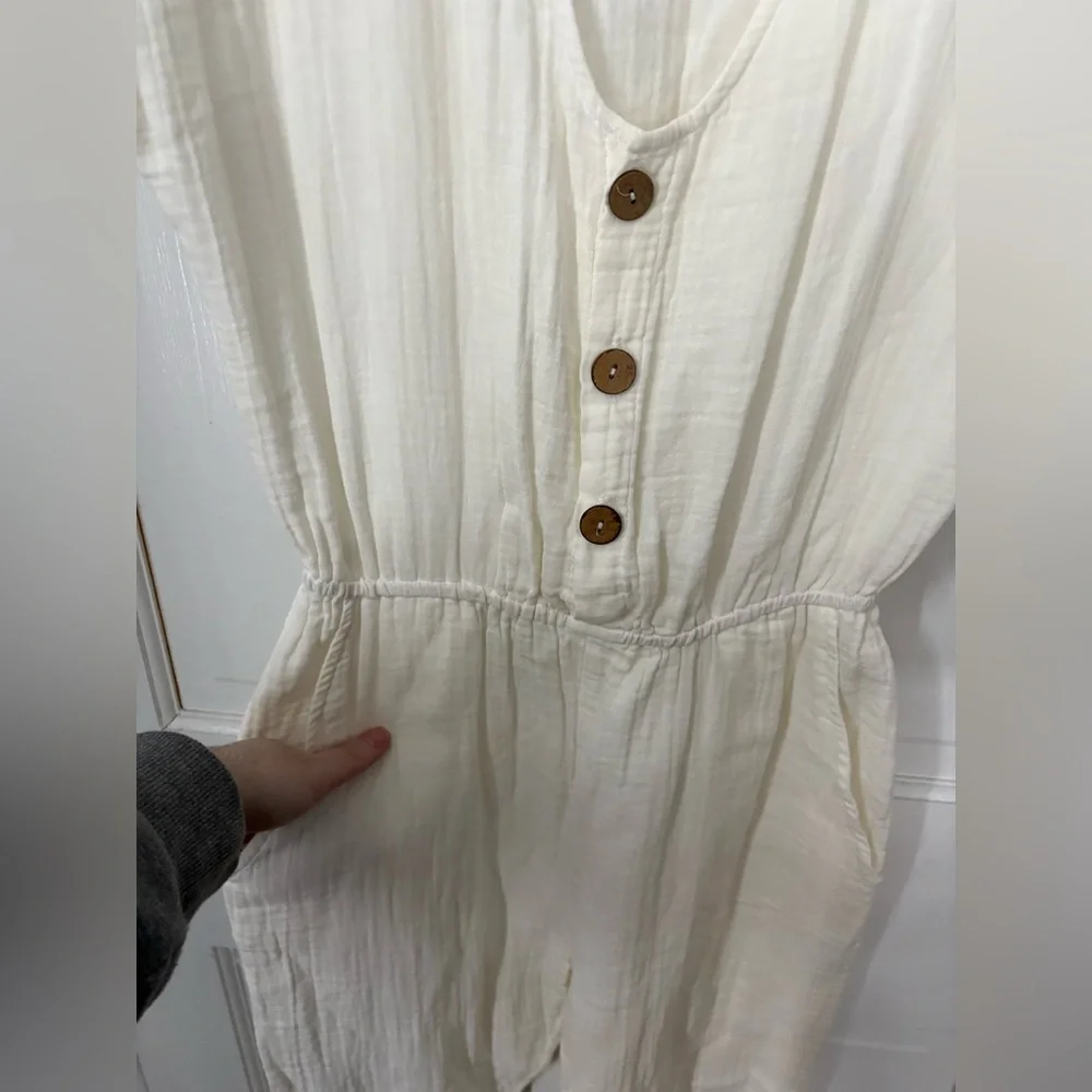 Jen’s Pirate Booty Free People Off-White Ivory Cotton Jumpsuit, Size Small (S) - Picture 5 of 10